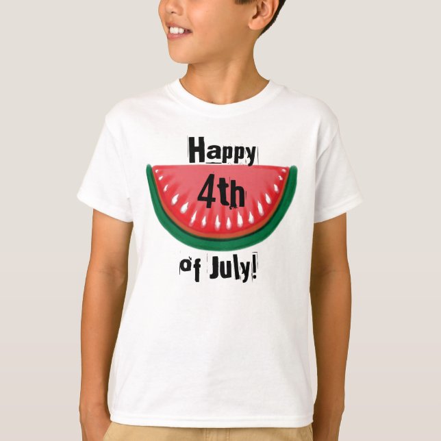 Camiseta Feliz 4 de julho, meninos, melancia tee (Frente)