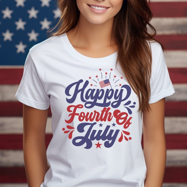 Camiseta Feliz 4 de julho Patriótico Americano (Happy Fourth of July American Patriotic T-Shirt)