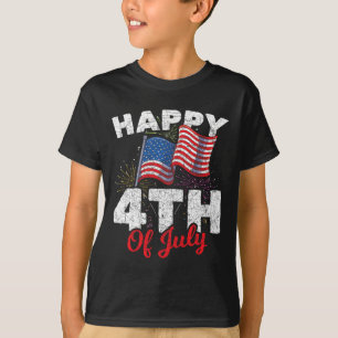 Camiseta Feliz 4 de Julho Patriótico Americano Bandeira dos