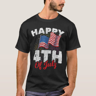 Camiseta Feliz 4 de Julho Patriótico Americano Bandeira dos
