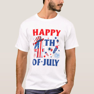 Camiseta Feliz 4 De Julho Patriótico Americano Flag Men W