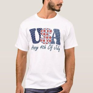 Camiseta Feliz 4 de Julho Patriótico Bandeira Americana EUA