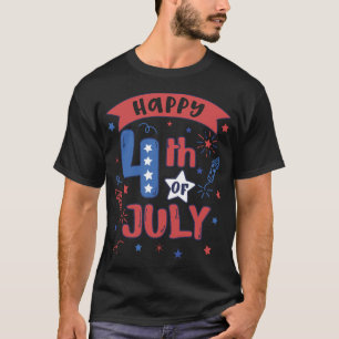 Camiseta Feliz 4 de Julho Patriótico Bandeira Americana EUA
