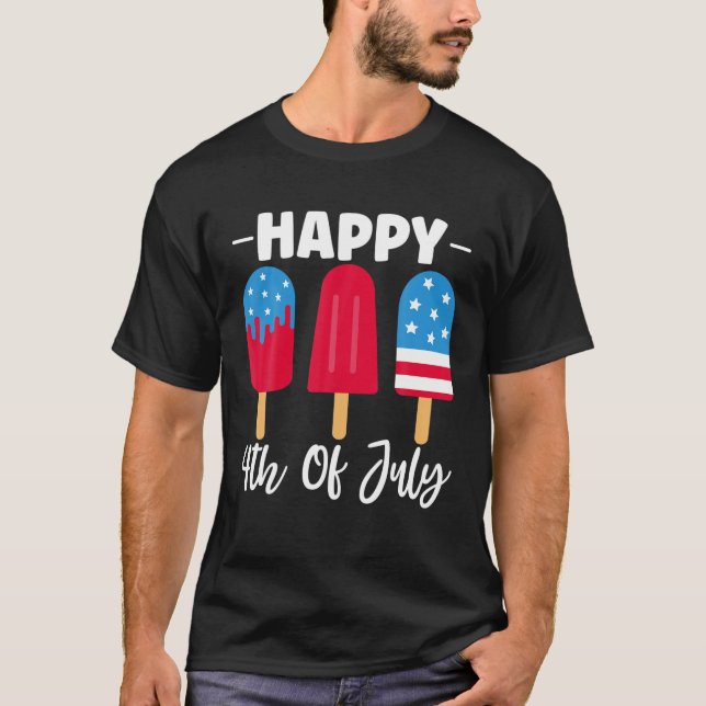 Camiseta Feliz 4 De Julho Popsicle Patriotic USA America F (Frente)