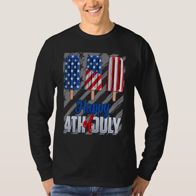 Camiseta Feliz 4 De Julho Psicha Vermelho Branco Azul Ameri (Frente)