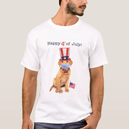 Camiseta Feliz 4 de julho, Puppy no Face Mask