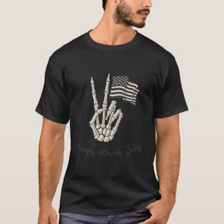 Camiseta Feliz 4 De Julho Sinal De Paz Da Bandeira American
