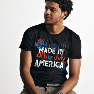 Camiseta Feliz 4 de julho, tipografia da América