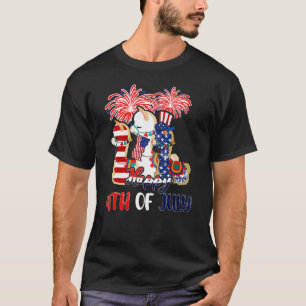 Camiseta Feliz 4 de Julho Três Lhamas Fogo de Artifício da