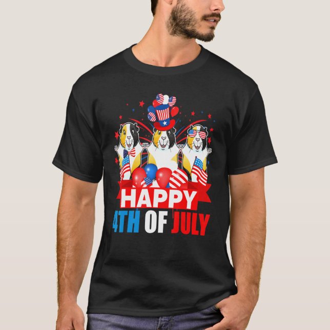 Camiseta Feliz 4 De Julho, Três Orgulho, Bandeira Americana (Frente)