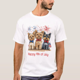 Camiseta Feliz 4 De Julho Yorkshire Terrier Dogs