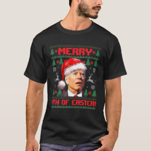 Camiseta Feliz 4 De Páscoa Engraçado Joe Biden Natal Feio