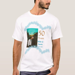 Camiseta Feliz 50º aniversário adicionar nome do casal data
