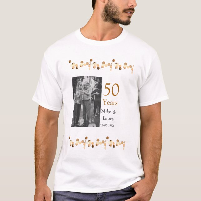 Camiseta Feliz 50º aniversário adicionar nome do casal data (Frente)