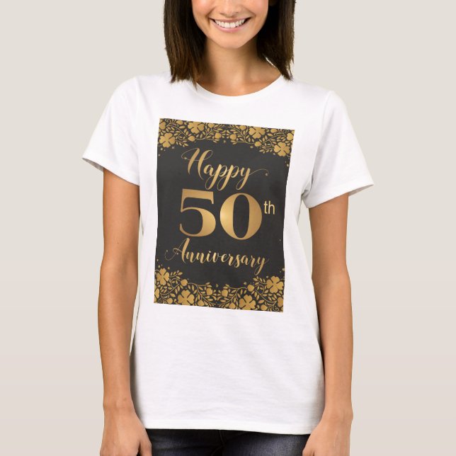 Camiseta Feliz 50º aniversário do casamento do Ouro Jublile (Frente)