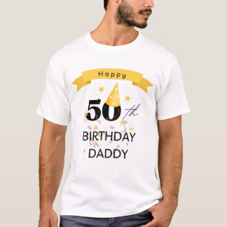 Camiseta Feliz 50º Pai de aniversário