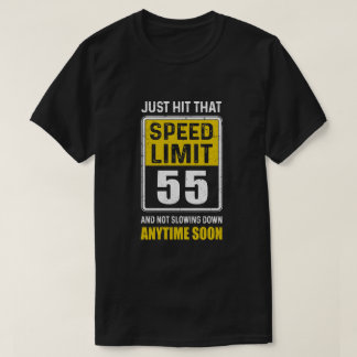 Camiseta Feliz 55º Presente de Aniversário com Sinal de Lim