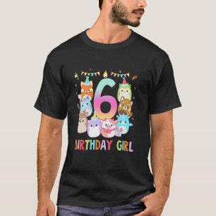 Camiseta Feliz 6º Aniversário Squish Squad Mallow Girls 6 A