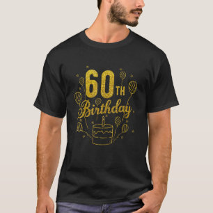 Camiseta Feliz 60º Aniversário Balões Engraçados Bolo D