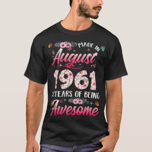 Camiseta Feliz 60º aniversário feito em agosto de 1961 60 a