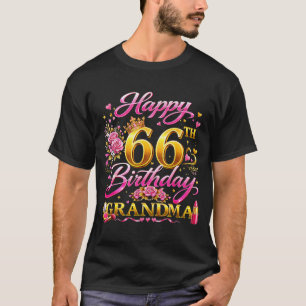 Camiseta Feliz 66º Aniversário Vovó 66 e Fabulosa 66 Anos