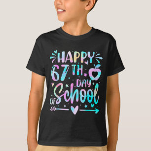 Camiseta Feliz 67º Dia Da Escola Tie Dye Arco-íris 67 Dias