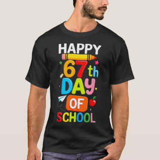 Camiseta Feliz 67º Dia de Escola Professor Crianças Seis Se