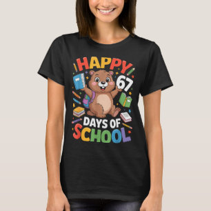Camiseta Feliz 67 Dias De Escola Dia Do Marmota Professor C