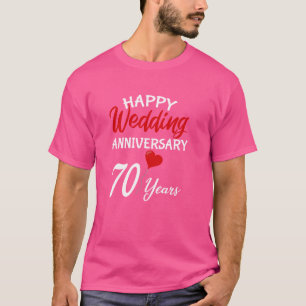 Camiseta Feliz 70 Casamento De Aniversário Que O Corta O Co