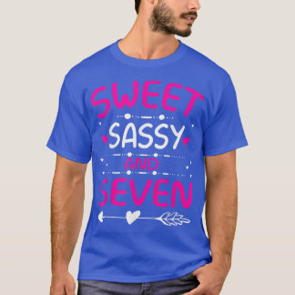 Camiseta Feliz 7 Aniversário Doce Sassy e Sete Meninas 7 Y