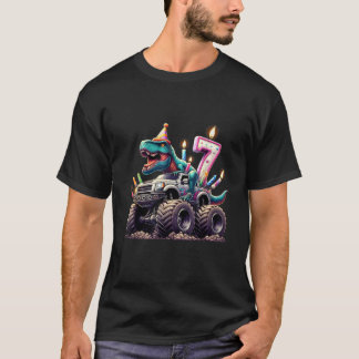 Camiseta Feliz 7 Aniversário Eu sou 7 Dinossauro Engraçado