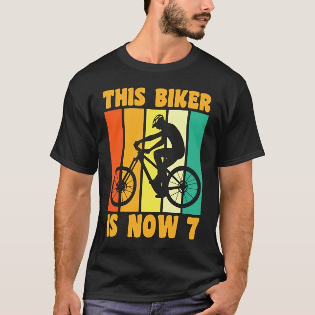 Camiseta Feliz 7 Birthday, 7 Anos De Idade, Bicicleta De Bi (Frente)