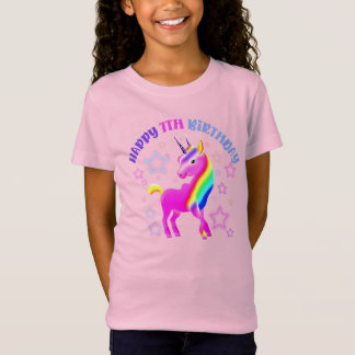 Camiseta Feliz 7 Birthday Neon Unicorn T-shirt
