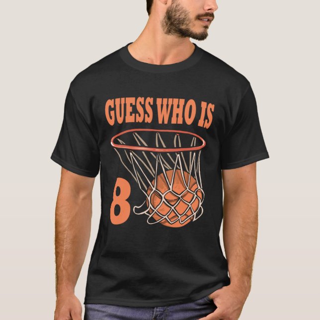 Camiseta Feliz 8 de aniversário, 8 anos, basquete, oitavo a (Frente)