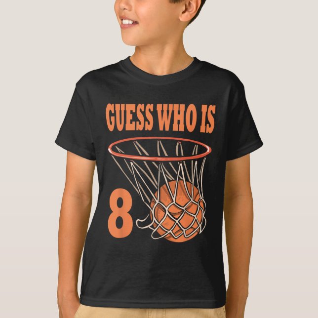 Camiseta Feliz 8 de aniversário, 8 anos, basquete, oitavo a (Frente)