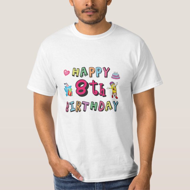 Camiseta Feliz 8 de aniversário. 8 anos de desejos diários (Frente)