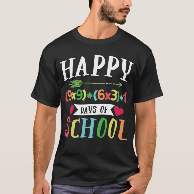 Camiseta Feliz (9x9)+(6x3)+1 100º Dia da Escola (Frente)
