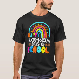 Camiseta Feliz (9X9)+(6X3)+1 Dia De Engraçado Escolar 100 D