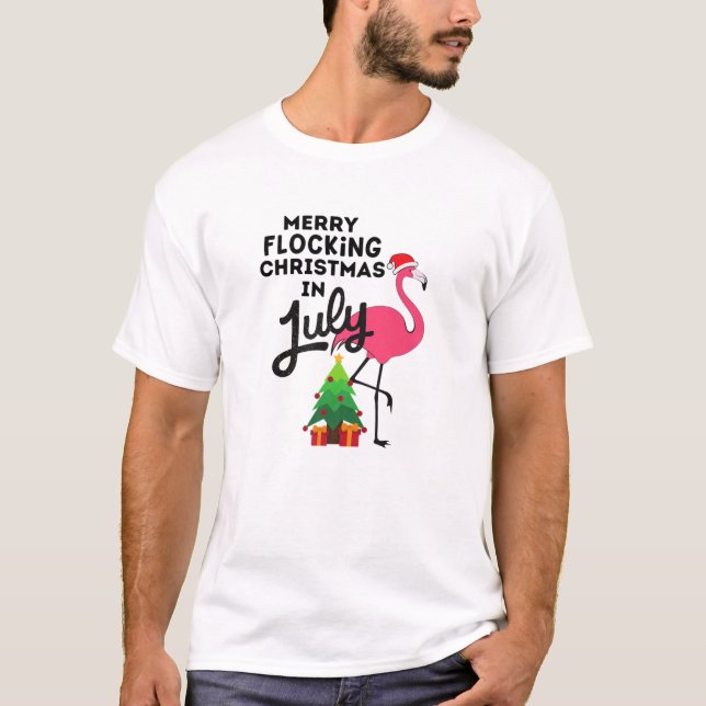 Camiseta Feliz A Bloquear O Natal Em Julho Frio Rosa Engraç (Frente)