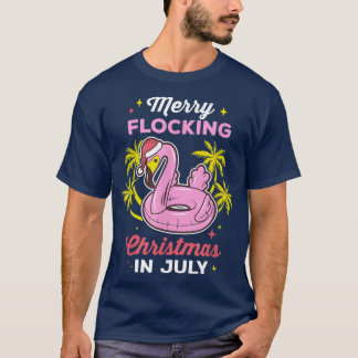 Camiseta Feliz A Bloquear O Natal Em Julho No Flamingo B