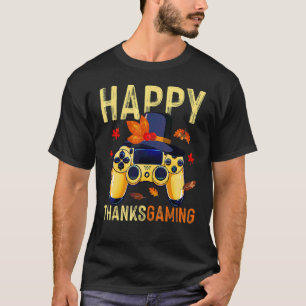 Camiseta Feliz Ação de Graças Controle de Video Game Peregr