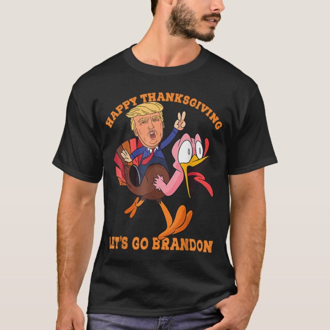 Camiseta Feliz Ação de Graças Les's Go Brandon (Frente)