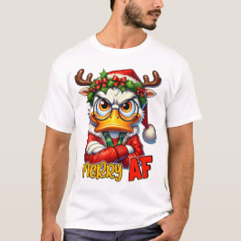 Camiseta Feliz AF 2 - Natal Sarcástico com Pato Grumpy