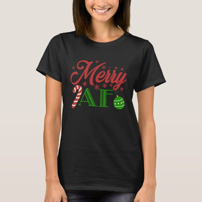 Camiseta Feliz AF Feliz Papais noeis de Natal Elfs (Frente)