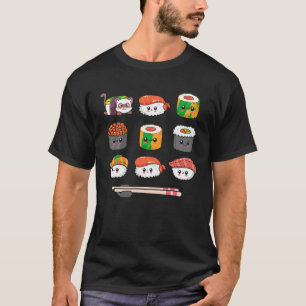 Camiseta Feliz anime Sushi Kawaii set Comida japonesa Lover