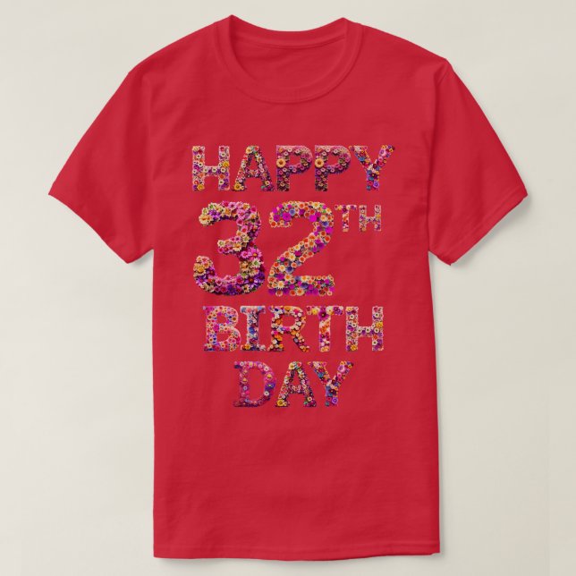 Camiseta Feliz aniversário 32 (Frente do Design)
