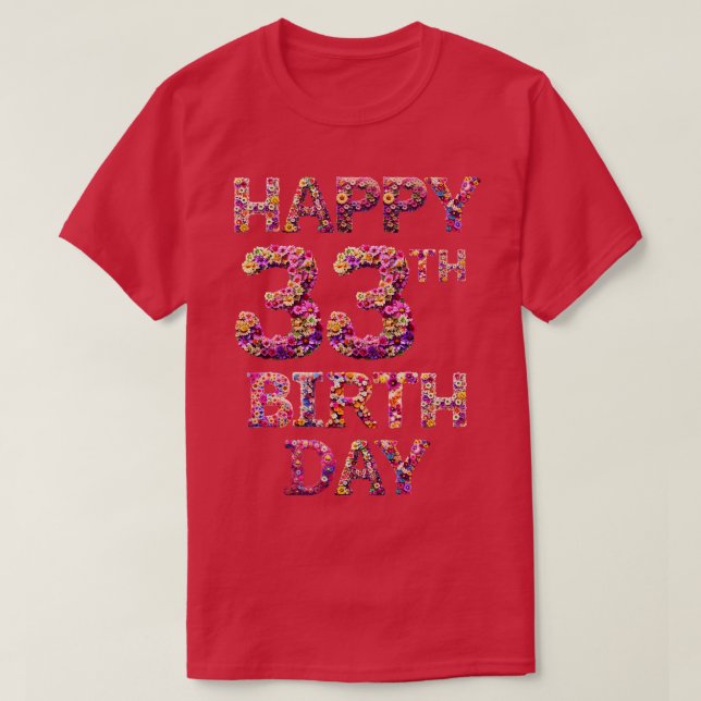 Camiseta Feliz aniversário 33 (Frente do Design)
