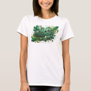 Camiseta Feliz Aniversário 4º Impressão Verde Limpa
