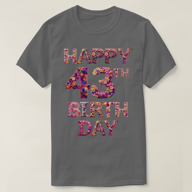 Camiseta Feliz aniversário 43º (Frente do Design)