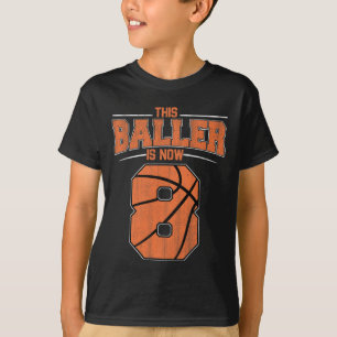 Camiseta Feliz Aniversário 8 Anos Meninos De Basquete Oito